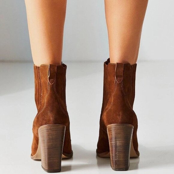 Brown Suede Western-Style Ankle Boots - Picture 6 of 6